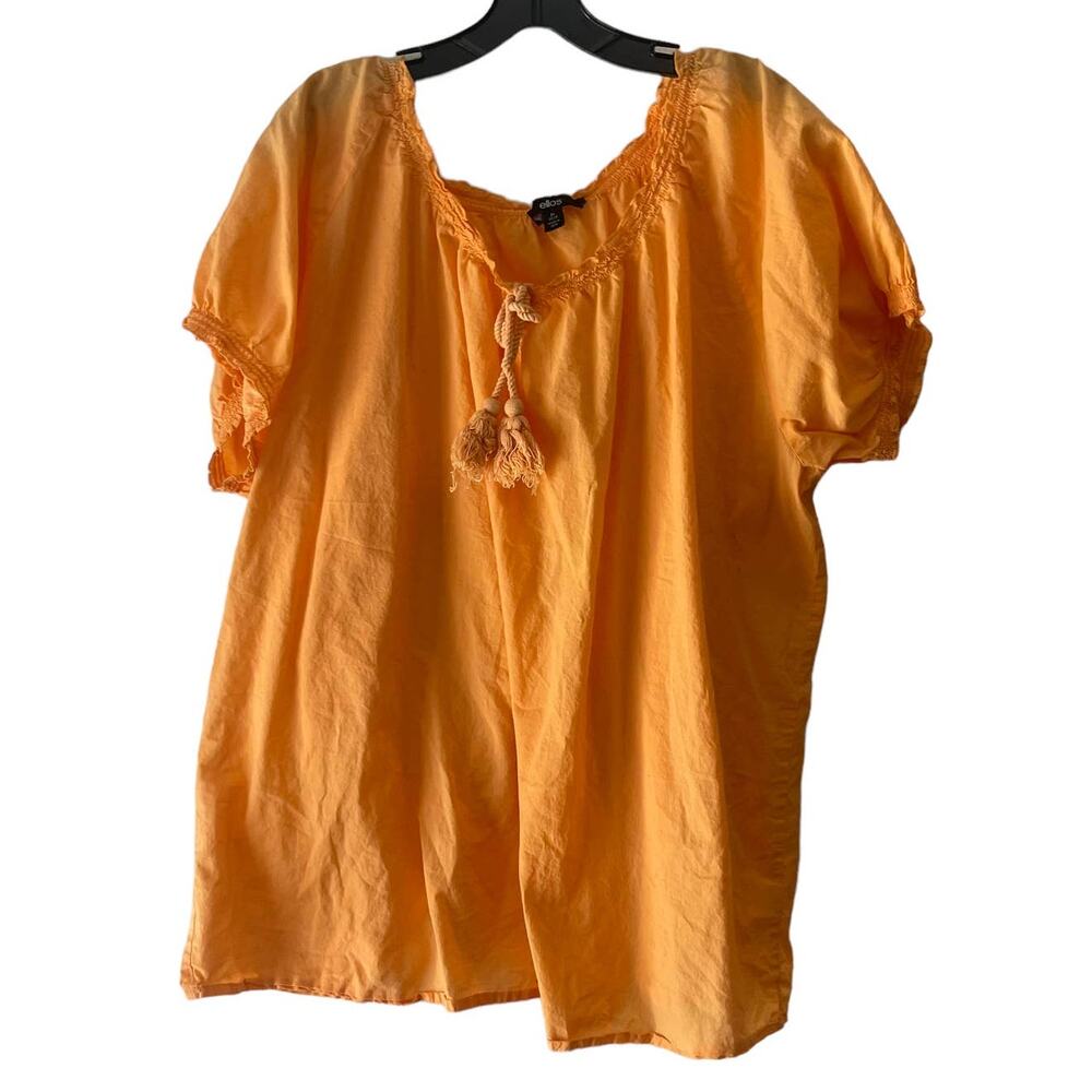 Ellos Women's Plus Size 2X Orange Tassel‎ Blouse